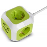 Tinklo ilgiklis (kubas) 220V su 4 lizdais + 2xUSB 2.1A su įžeminimu 1.4m GreenBlue GB118G